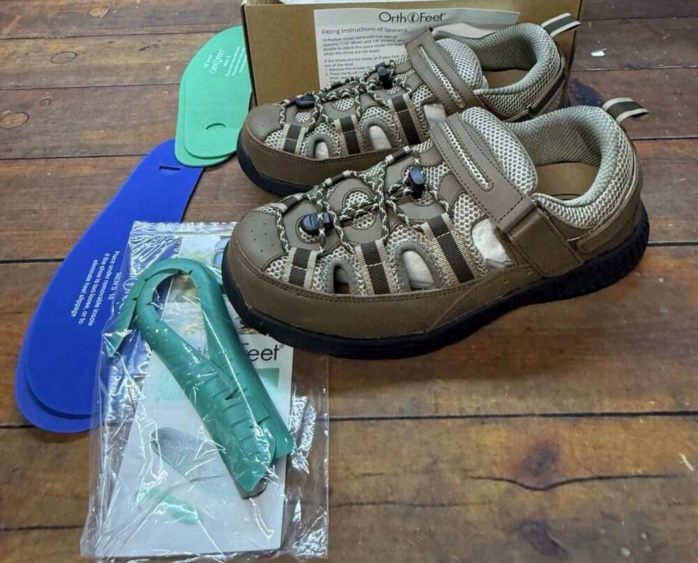 Orthofeet Clearwater Sandals Orthopedic Men's X-Wide 10 Brown Leather New